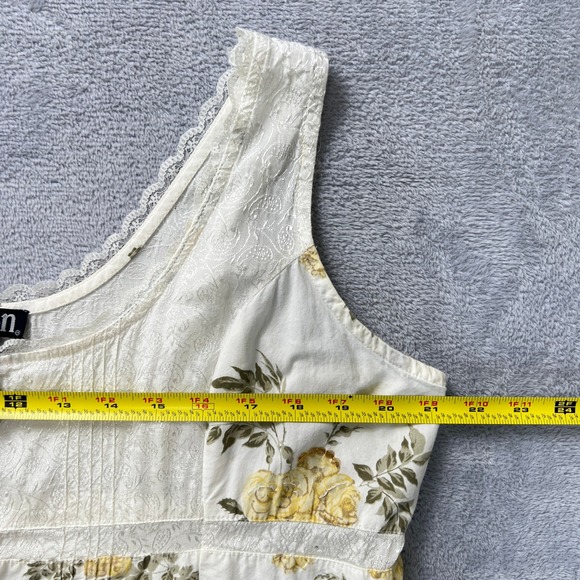 Vintage. Aman Boho Floral Lace Tiered Dress 1X Cotton Sleeveless Cottagecore - Picture 7 of 11